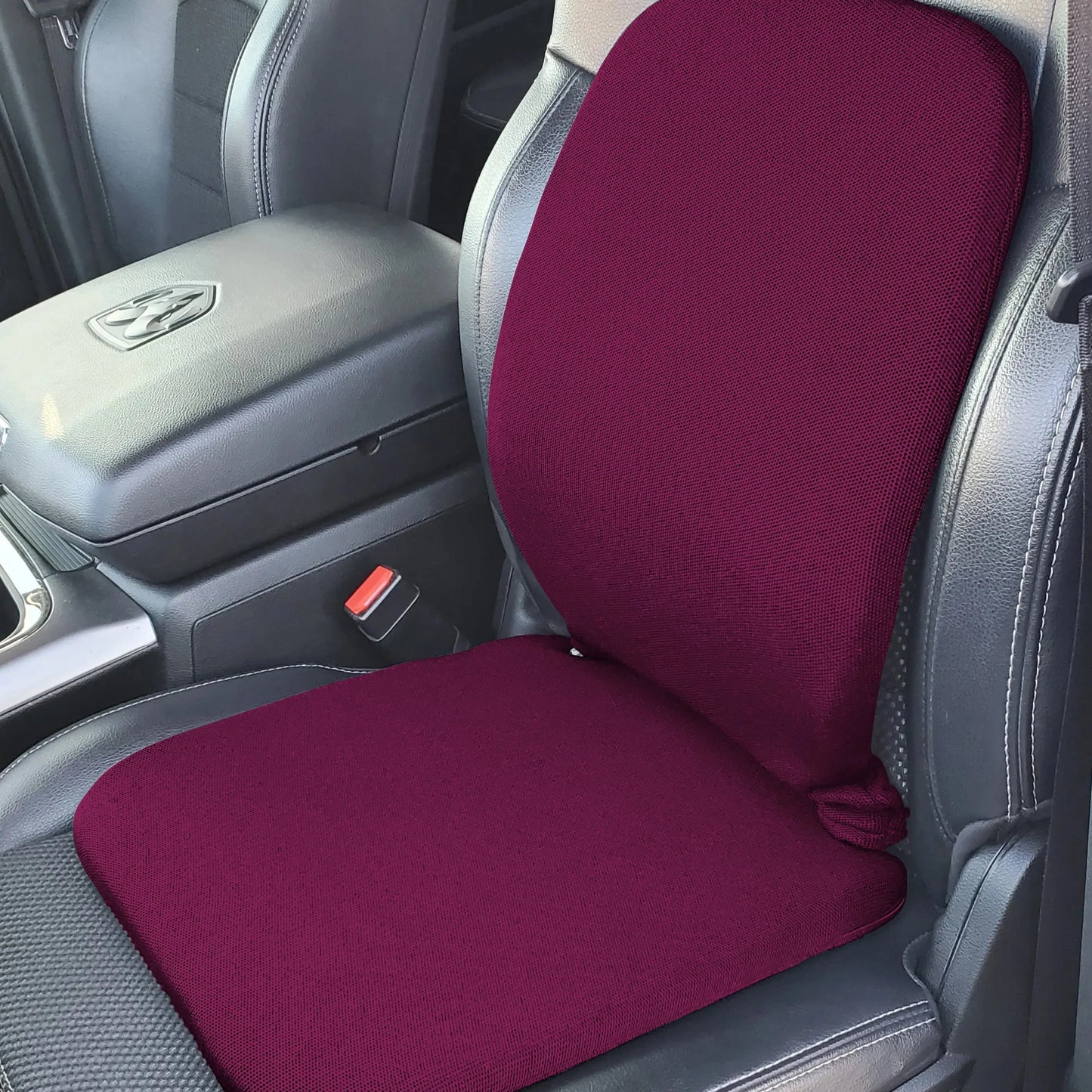 Purple Sacro Wedge orthopedic seat cushion for cars and office chairs, featuring a 2-inch foam wedge for improved posture.