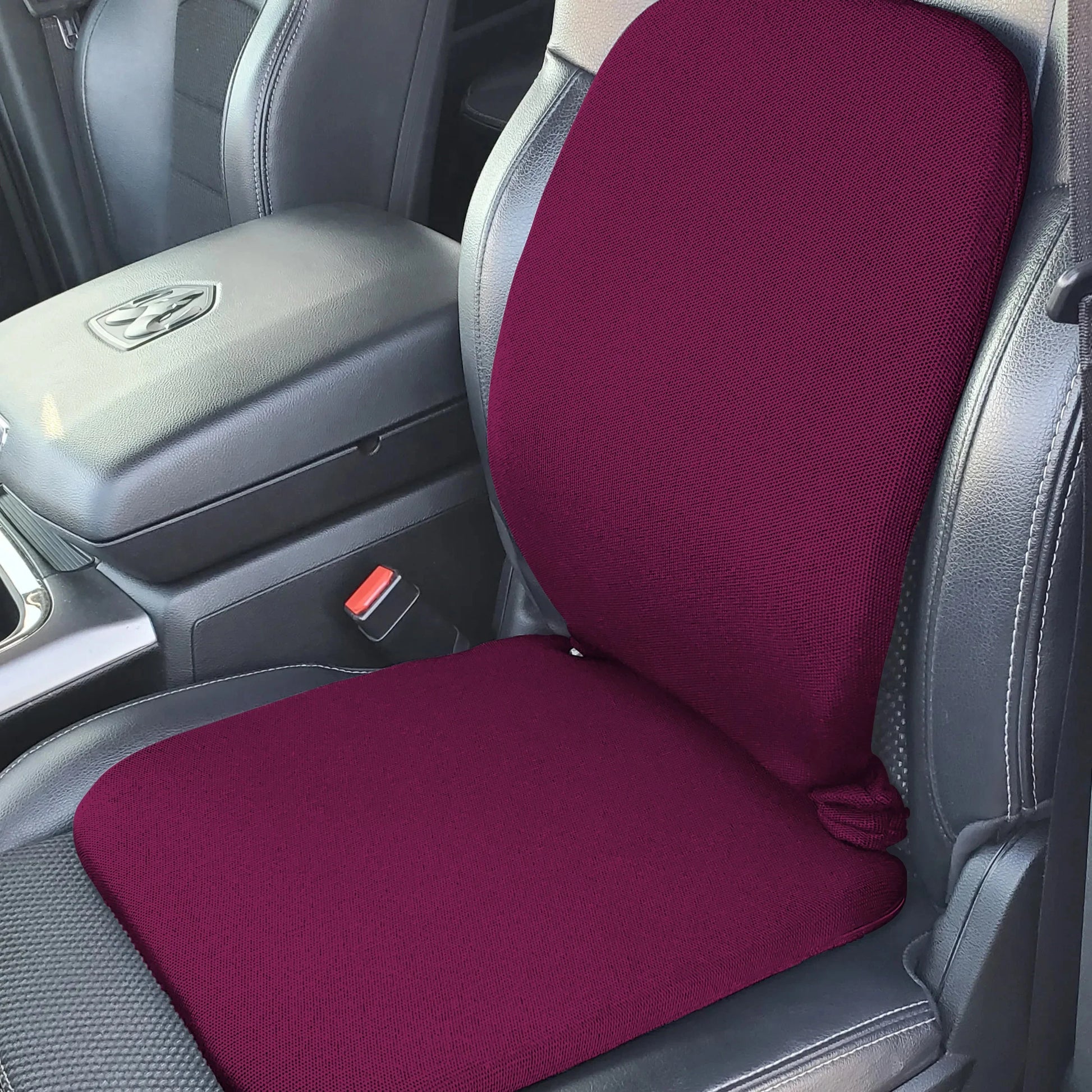 Purple Sacro Wedge orthopedic seat cushion for cars and office chairs, featuring a 2-inch foam wedge for improved posture.